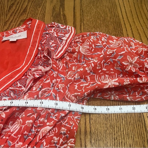 Cleobella Women’s Blair 100% Cotton Floral Ruffle Wrap Mini Dress Red Size 4 - Picture 7 of 14